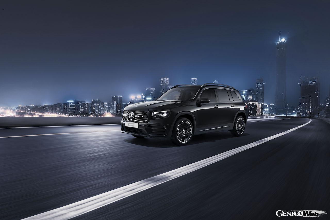 今回の特別仕様車は、2.0リッター直列4気筒ターボディーゼルを搭載する「GLB 200 d 4MATIC」をベースに、各部にブラックアクセントを施した「ナイトパッケージ」を採用した。