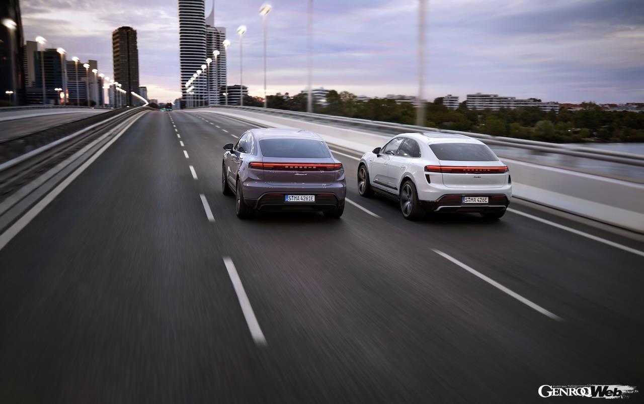 新型ポルシェ マカンの走行シーン。