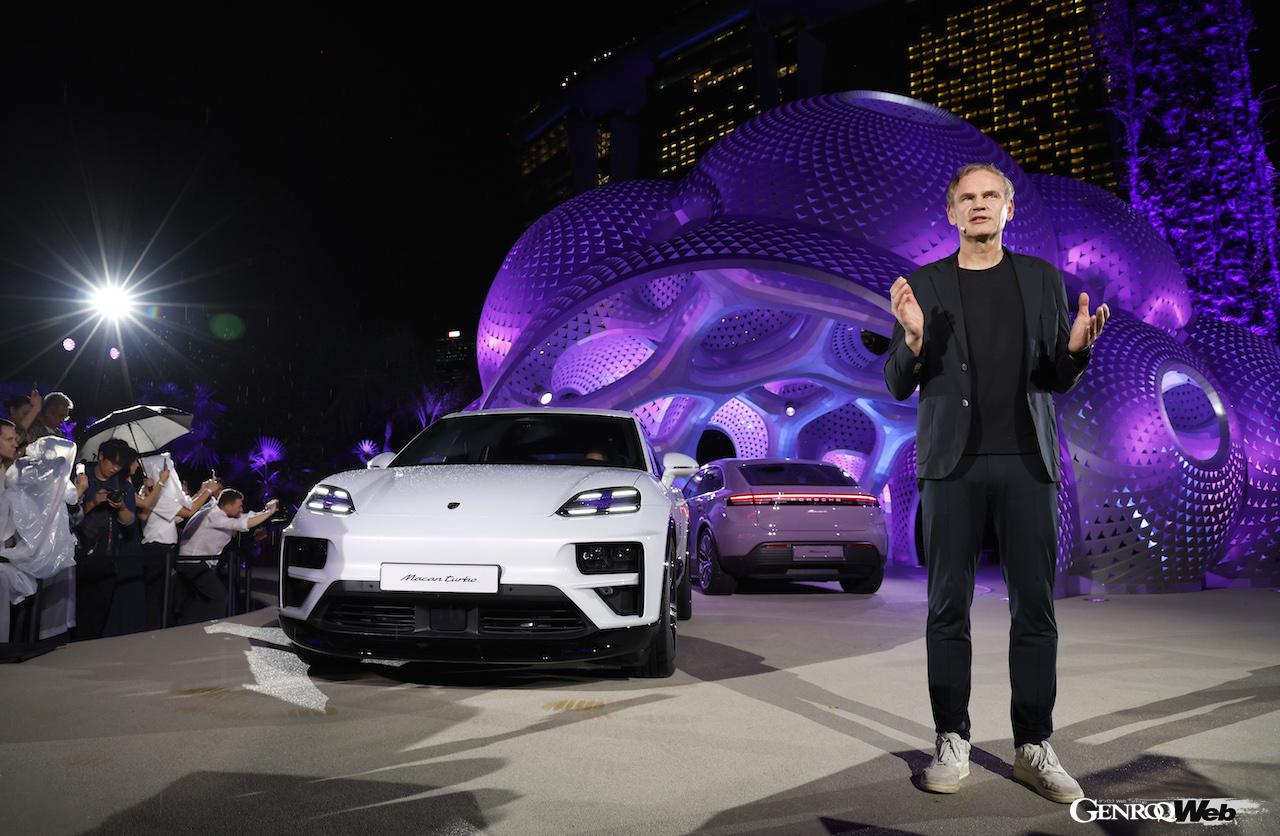 新型ポルシェ マカンのワールドプレミアイベントに参加した、ポルシェAG取締役会会長のオリバー・ブルーメ。