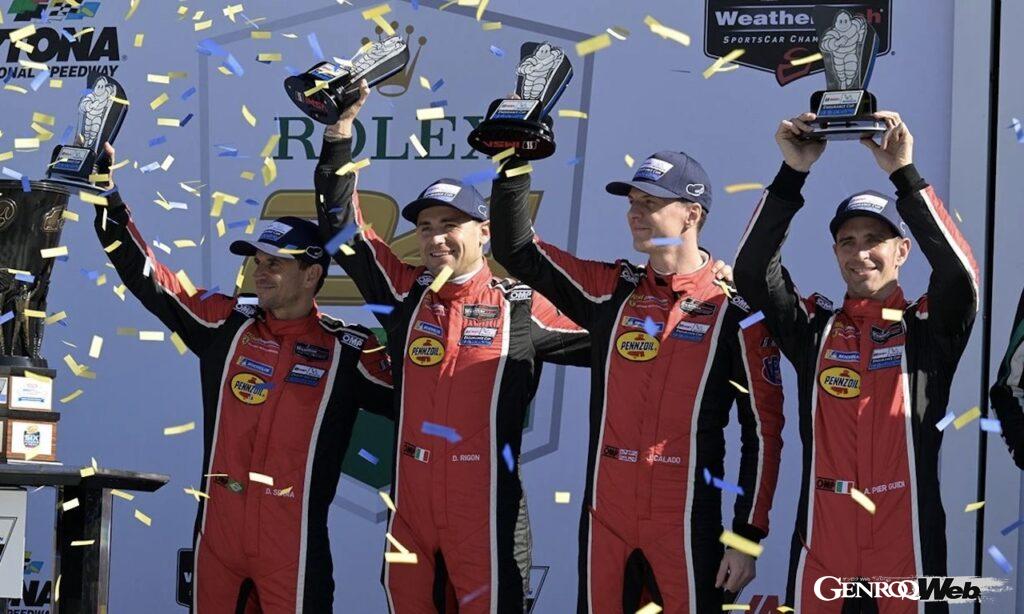 WECのワークスドライバーを務めるアレッサンドロ・ピエール・グイディとジェームス・カラドが参加した、リシ・コンペティツィオーネの62号車は、スタートから7時間でトップ立ち、見事24時間レースを制してみせた。