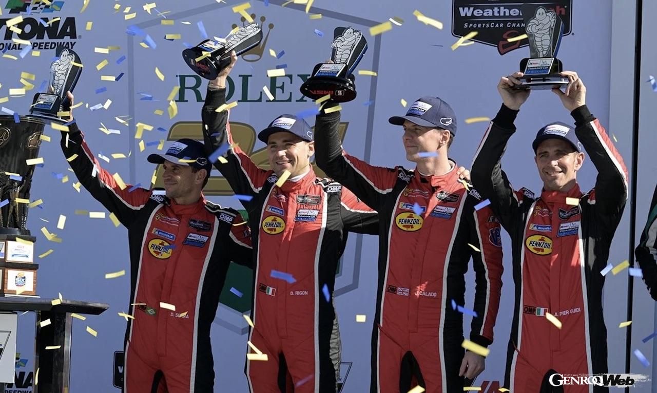 WECのワークスドライバーを務めるアレッサンドロ・ピエール・グイディとジェームス・カラドが参加した、リシ・コンペティツィオーネの62号車は、スタートから7時間でトップ立ち、見事24時間レースを制してみせた。