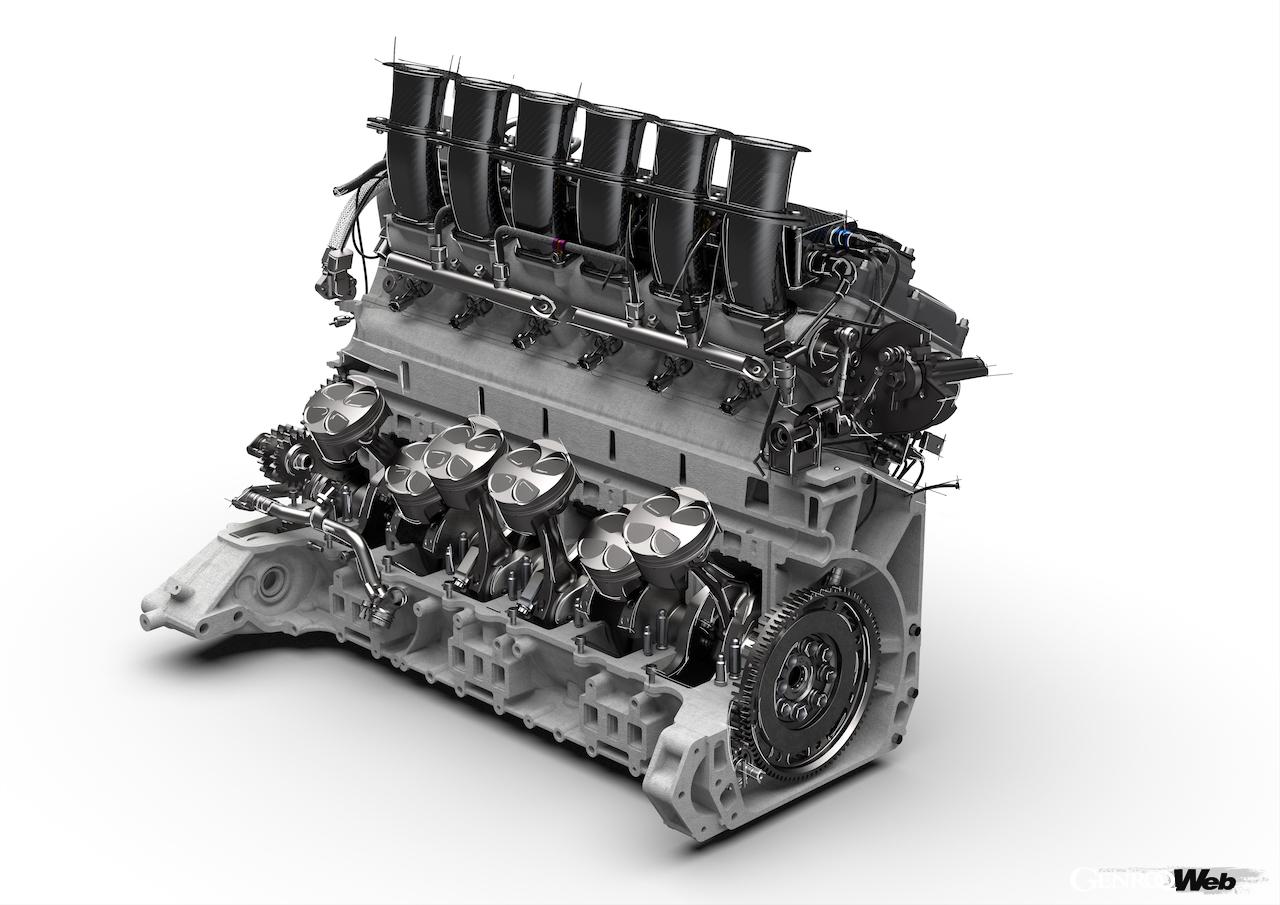 サーキット専用オープントップ「パガーニ ウアイラ R エボ」に搭載される6.0リッターV型12気筒エンジン。