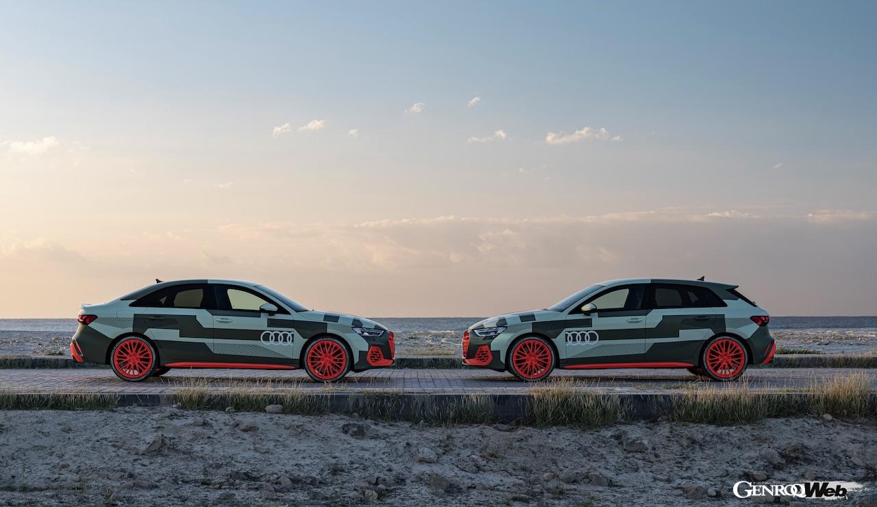 カモフラージュ偽装が施さ多「アウディ S3 セダン」と「S3 スポーツバック」が、オマーンを舞台に走行テストを実施した。