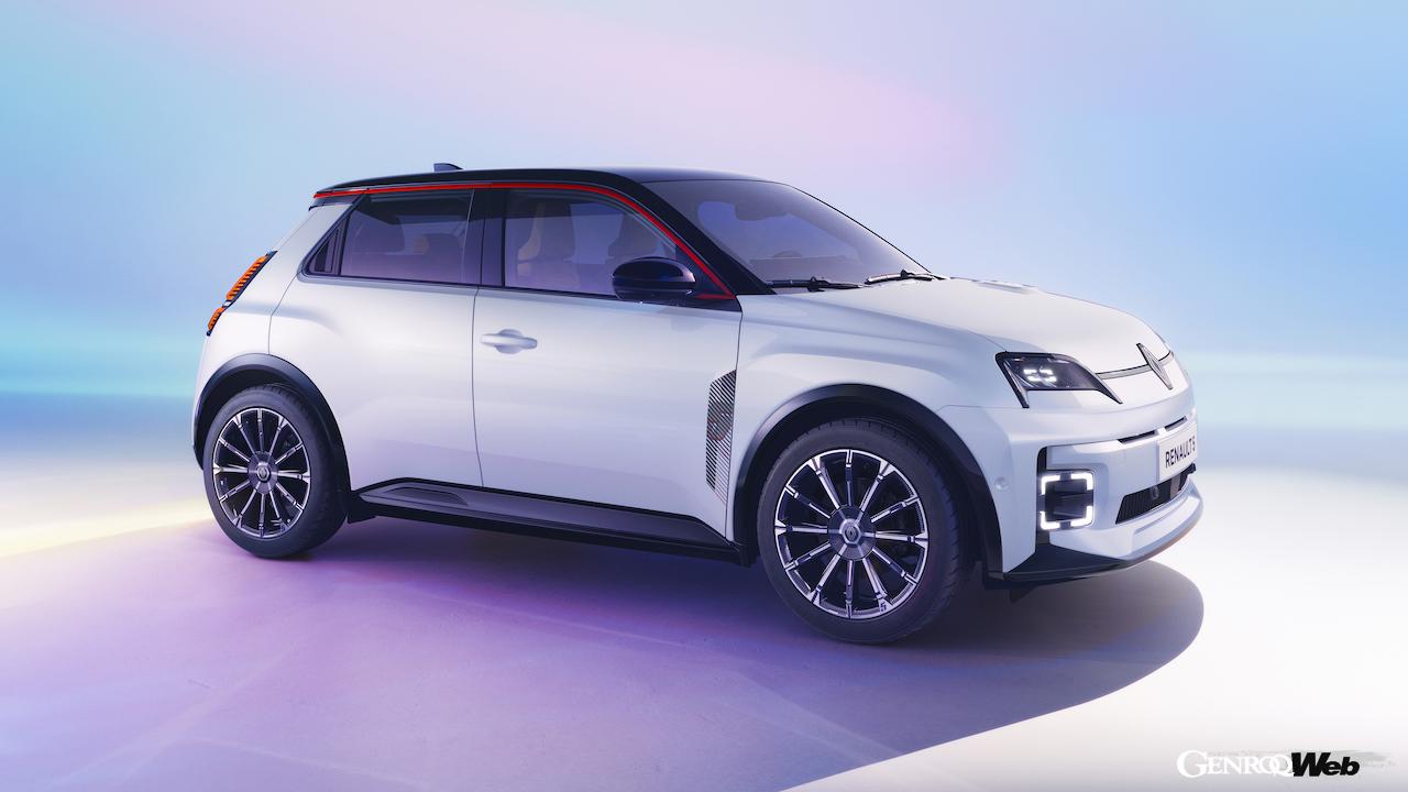 フル電動コンパクト「ルノー 5 E-Tech エレクトリック」のエクステリア。