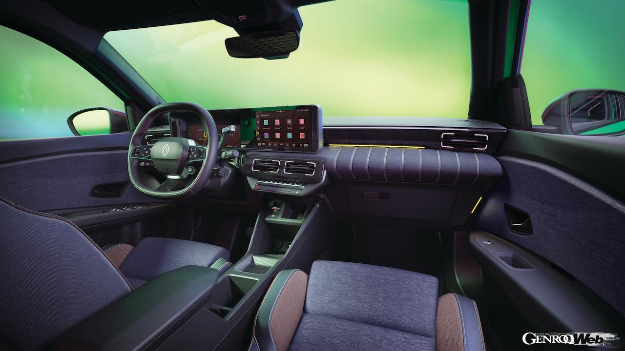 フル電動コンパクト「ルノー 5 E-Tech エレクトリック」のインテリア。