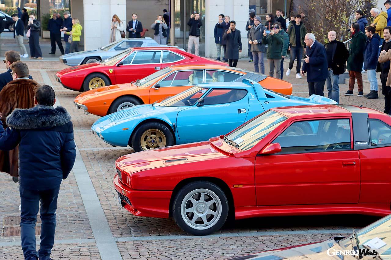 会場には1969年のアウトビアンキ・ラナバウト、1976年のフェラーリ・レインボーといった貴重なデザインスタディから1968年のランボルギーニ・エスパーダ、1972年のウラッコ、1970年のアルファロメオ・モントリオール、1969年のマセラティ・カムシン、1989年のシャマル、1994年のクアトロポルテ、1977年のディーノGT4、そして1974年のランチア・ストラトスが集結。それでも彼の遺した作品のほんの一部に過ぎない。