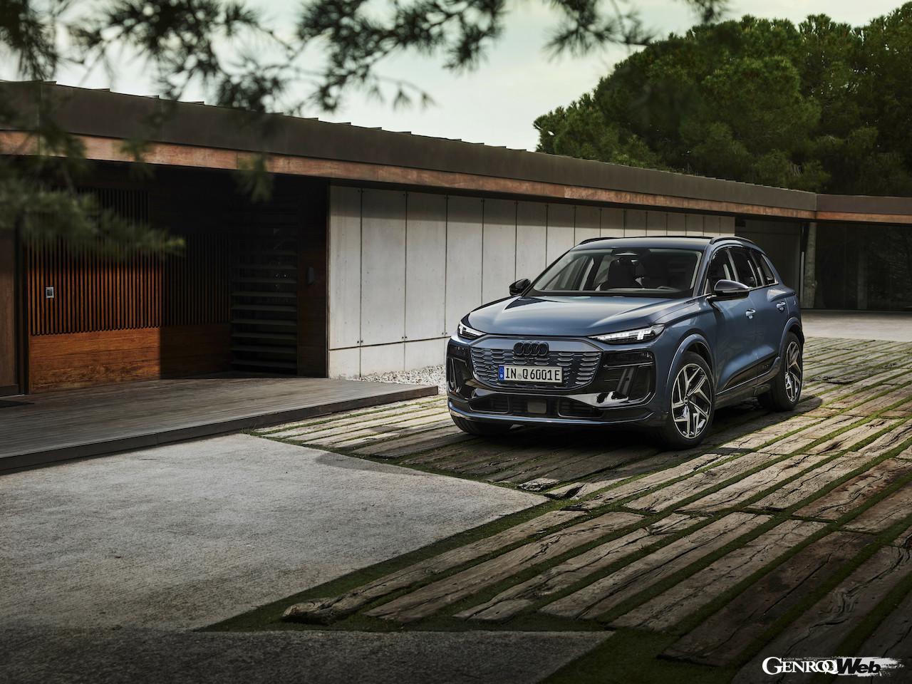 最新アーキテクチャーPPEを採用した「アウディ Q6 e-tron」のエクステリア。