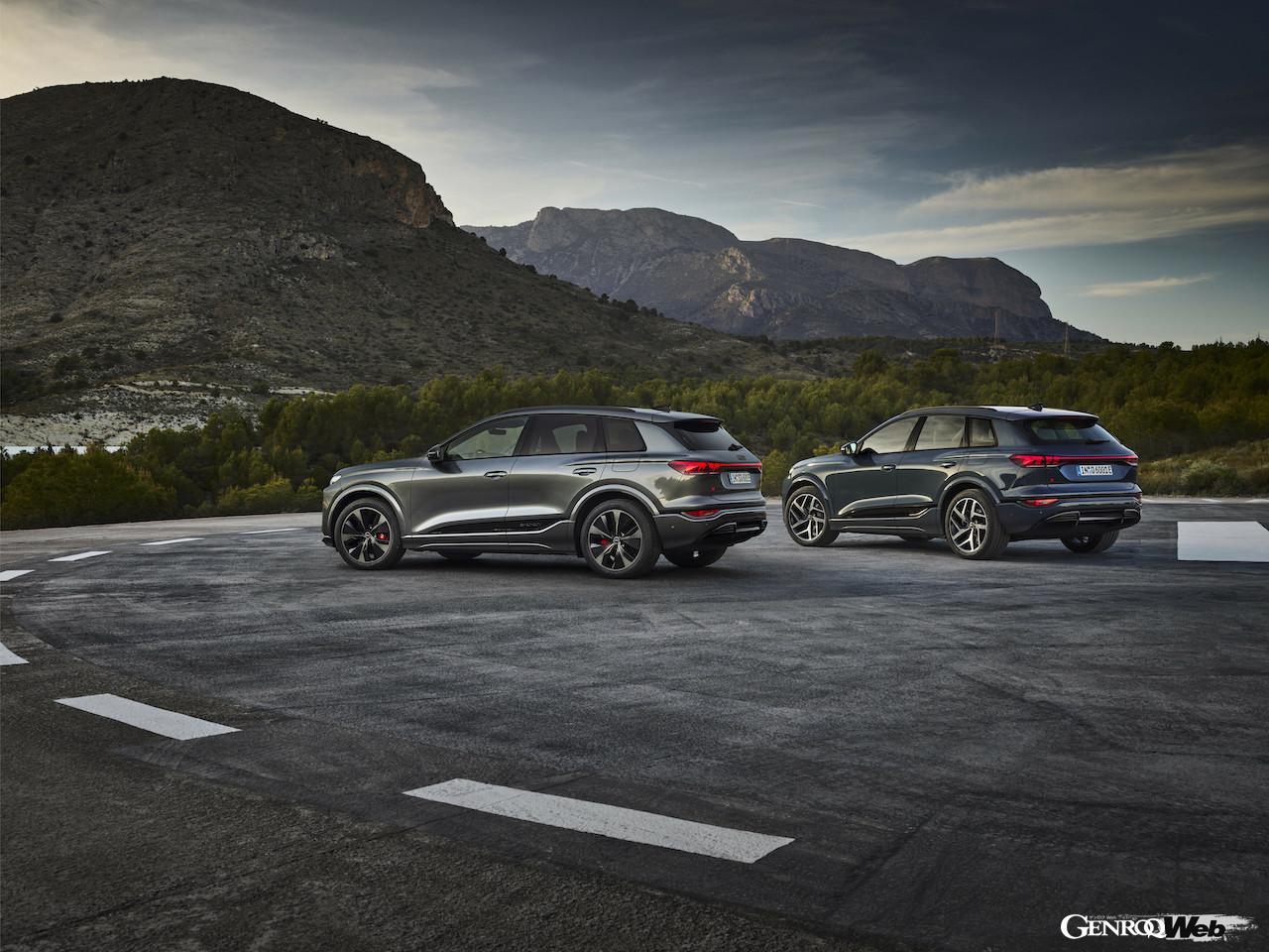 最新アーキテクチャーPPEを採用した「アウディ Q6 e-tron」のエクステリア。