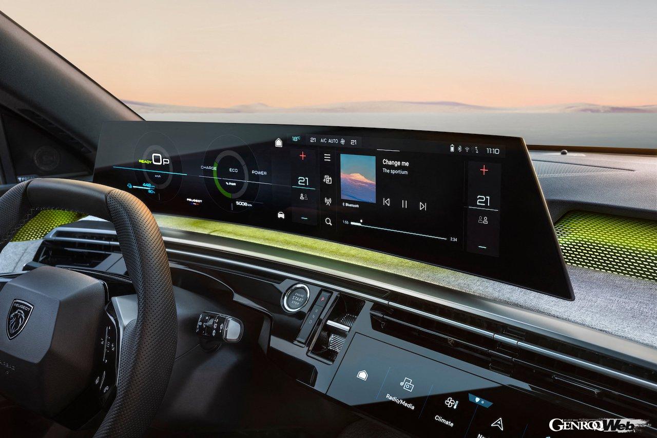 7シーターフル電動クロスオーバー「プジョー E-5008」のインテリア。