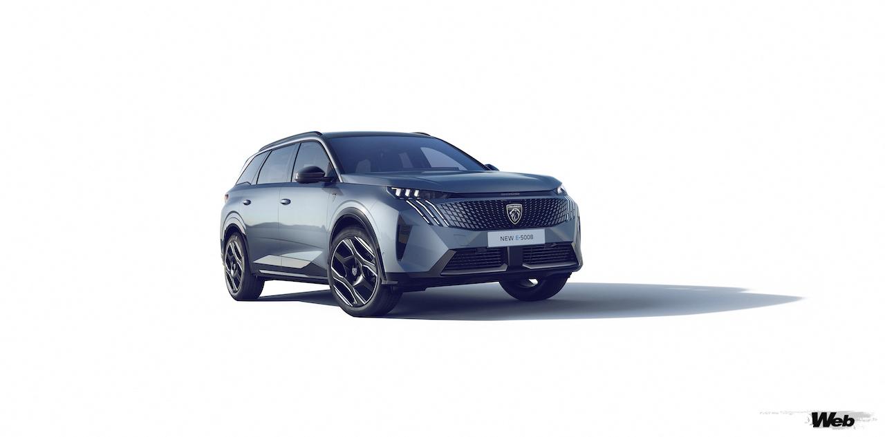 7シーターフル電動クロスオーバー「プジョー E-5008」のエクステリア。