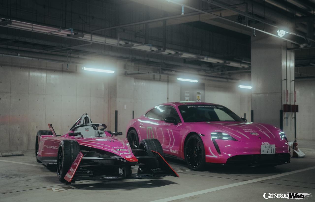 日本国内で撮影された、ポルシェ 99X エレクトリックとタイカン。