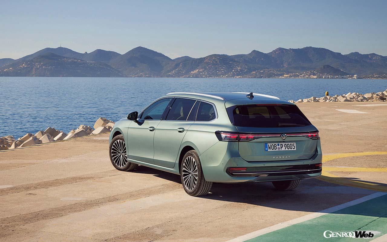クリーンなボディラインはパサートらしさを感じさせる。4917mmの全長は歴代パサート最大サイズだ。