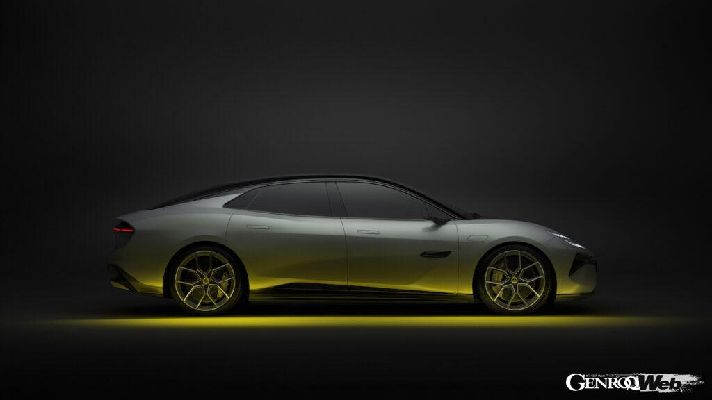 フル電動4ドアスーパーGT「ロータス エメヤ」のエクステリア。