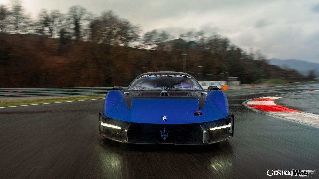 ウェットコンディションの中、サーキットで精力的に走行を繰り返した「マセラティ MCエクストレーマ」。