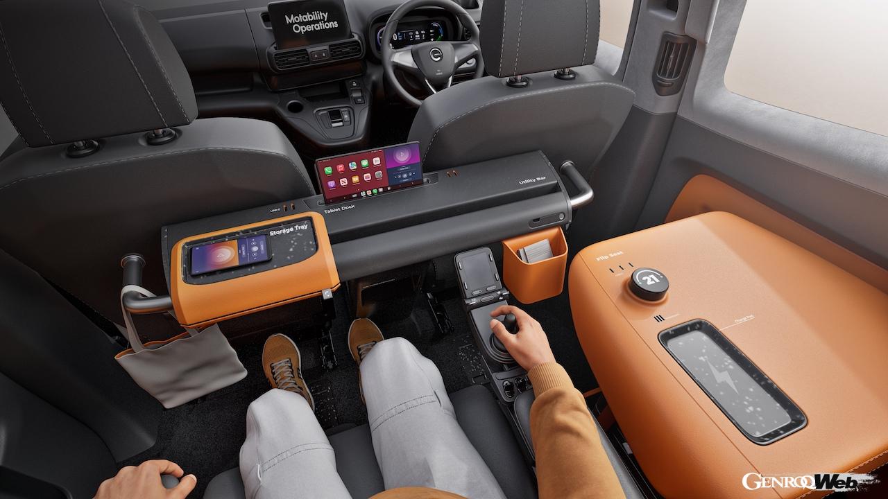 カラムとモタビリティ・オペレーションズが共同開発した「eヴィータ コンセプト」の車椅子用専用装備。