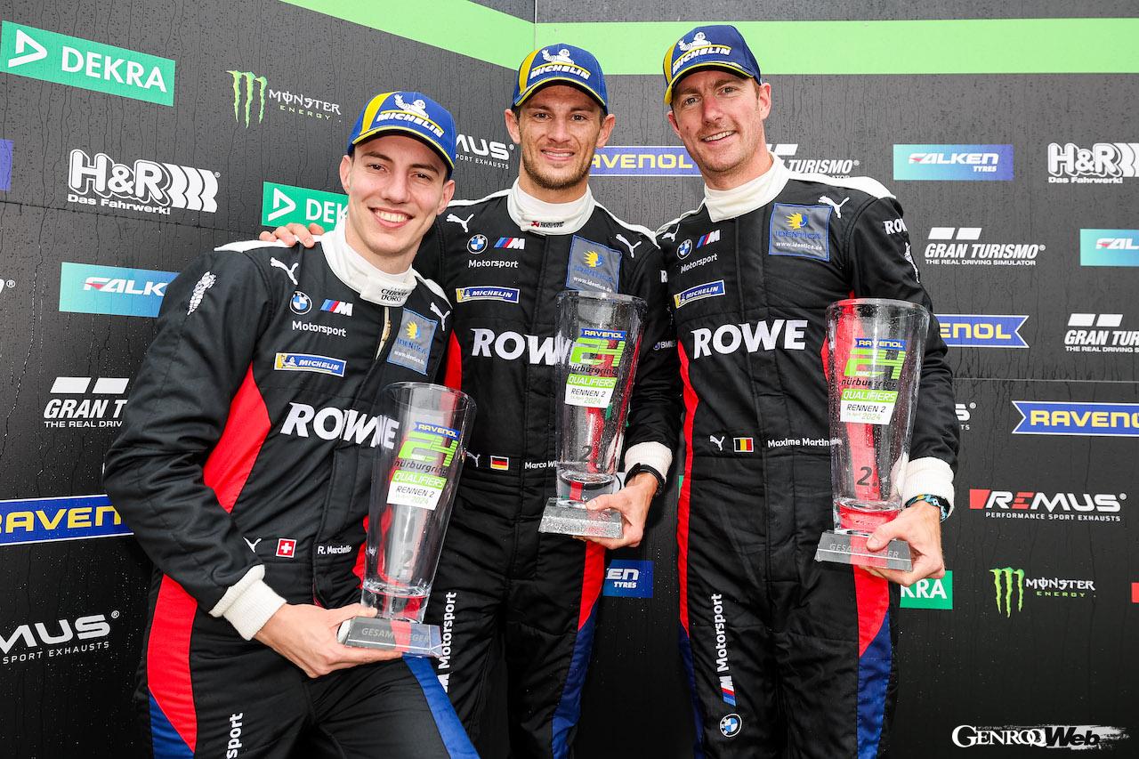 ROWEレーシングのM4 GT3 98号車をドライブする、ラファエレ・マルチェロ、マキシム・マルタン、マルコ・ヴィットマンの3人。