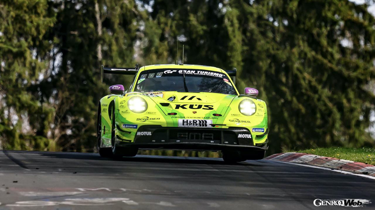 ニュルブルクリンク24時間予選レースに参戦した、ポルシェ 911 GT3 R。