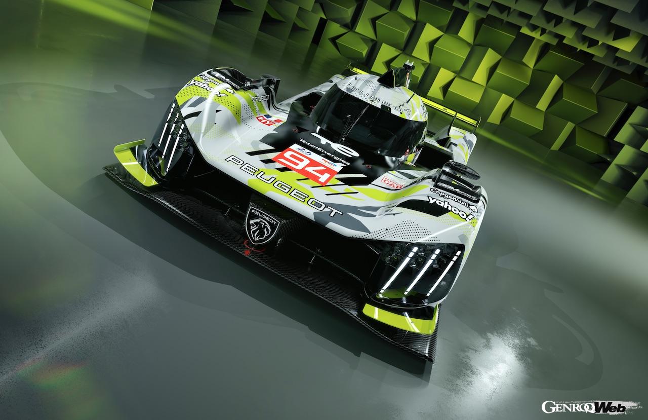 プジョーが大型リヤウイングを採用した2024年型ハイパーカー「9X8」で
