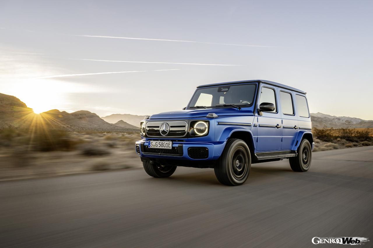 フル電動クロスカントリー4WD「メルセデス・ベンツ G 580 with EQ テクノロジー」の走行シーン。