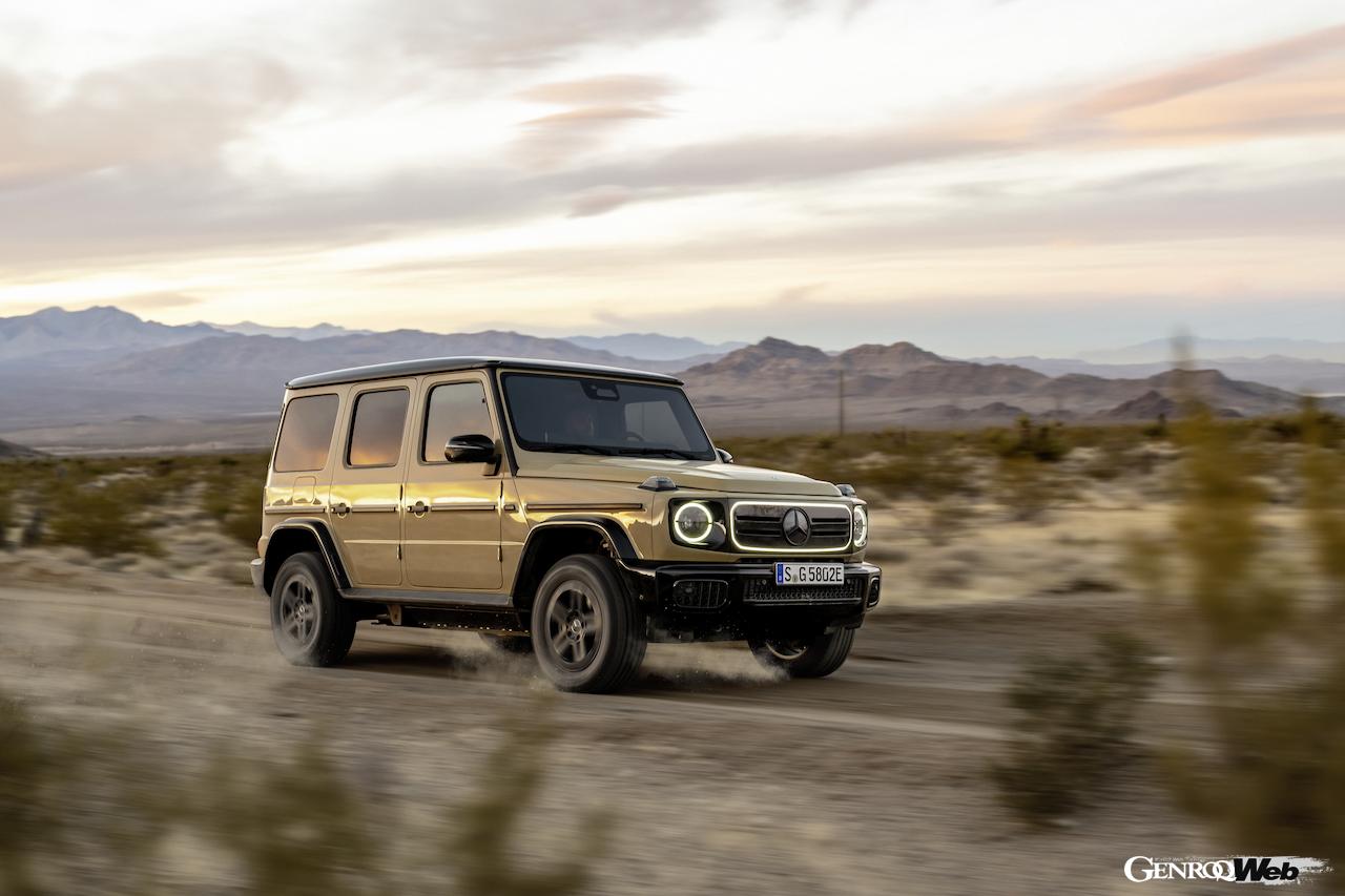 フル電動クロスカントリー4WD「メルセデス・ベンツ G 580 with EQ テクノロジー」の走行シーン。