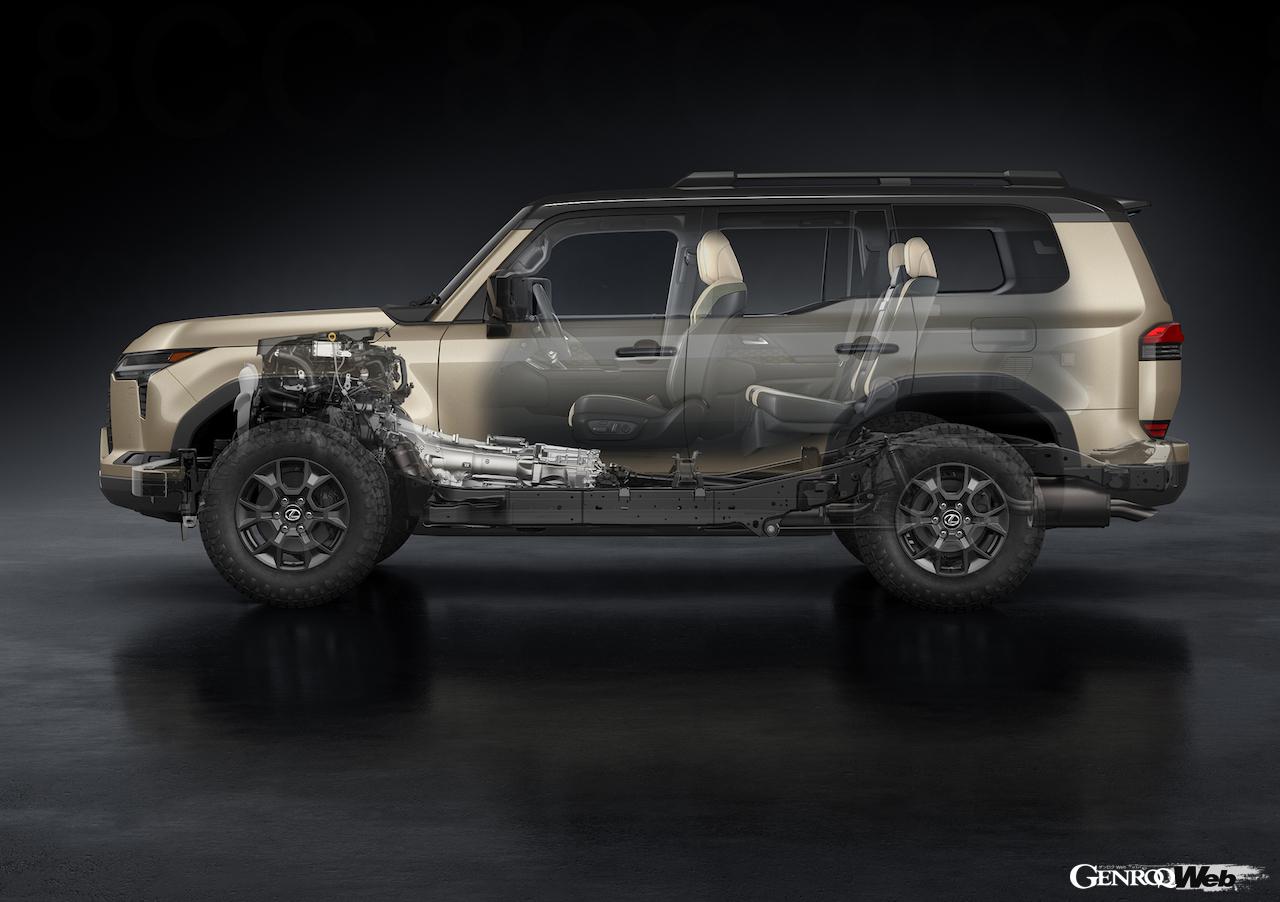 100台が先行導入される「レクサス GX550 “OVERTRAIL+”」のパワートレイン。