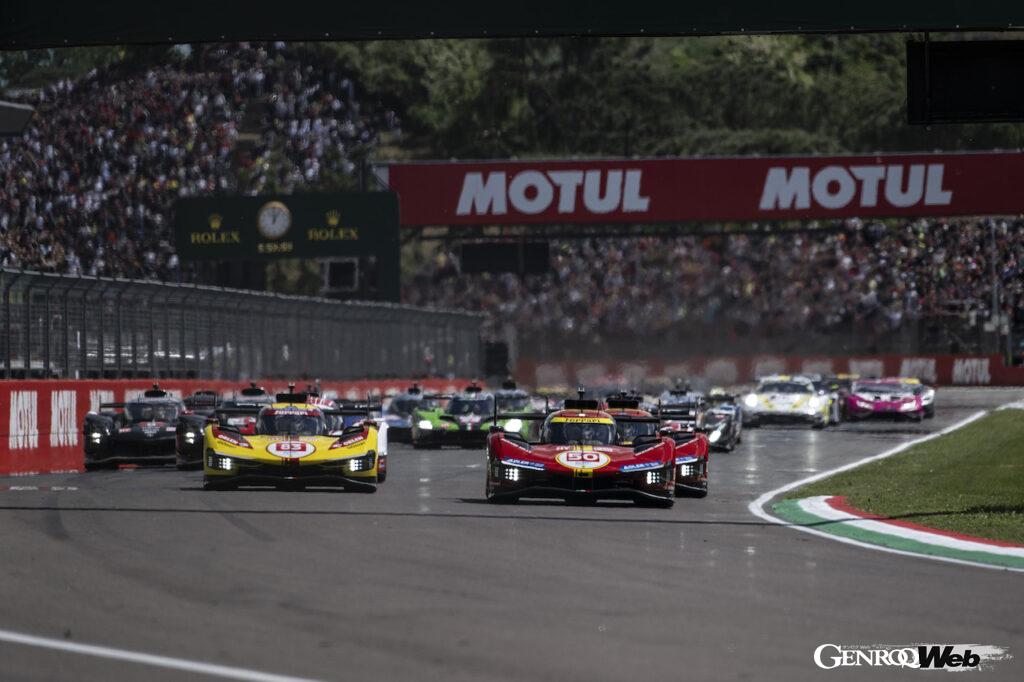 地元イモラでの必勝体制を敷いたフェラーリは、フリープラクティスからスピードを見せ、予選では上位3台を499Pが独占することになった。