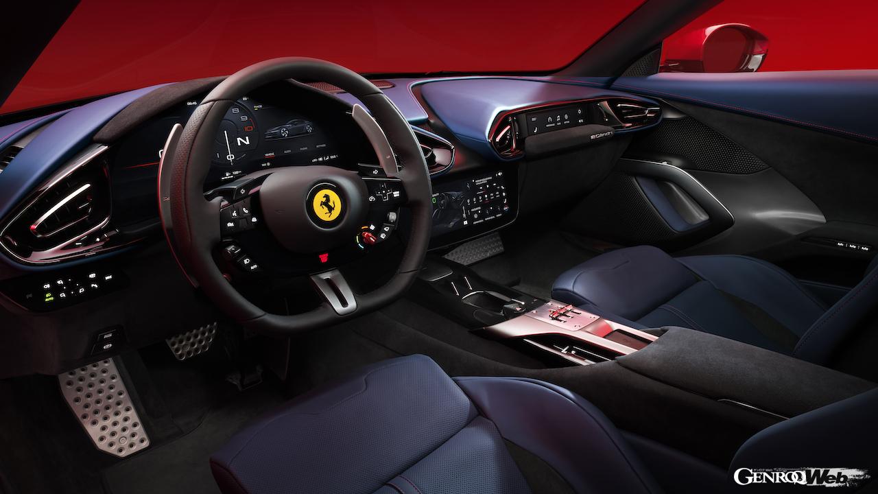 新型2シータースパイダー「フェラーリ 12チリンドリ スパイダー」のコクピット。