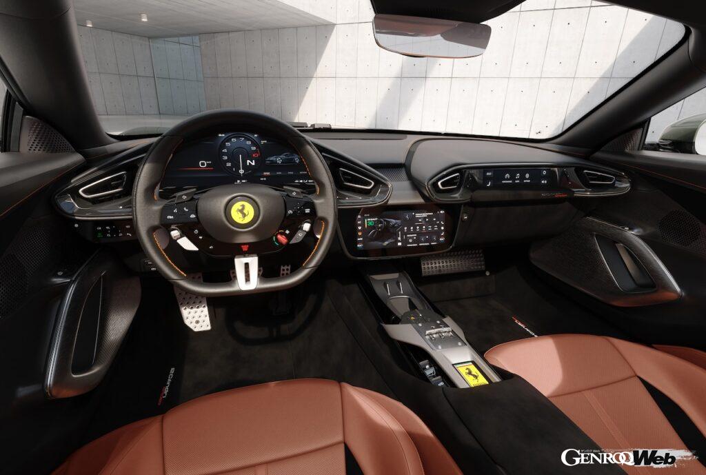新型2シータースパイダー「フェラーリ 12チリンドリ スパイダー」のコクピット。