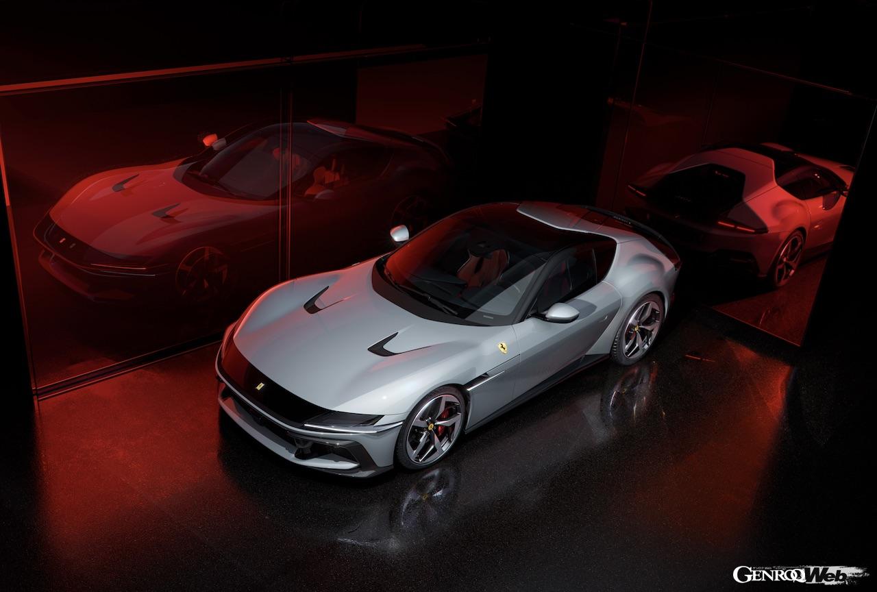 6.5リッターV型12気筒自然吸気エンジンをフロントミッド搭載する「フェラーリ 12チリンドリ」のエクステリア。