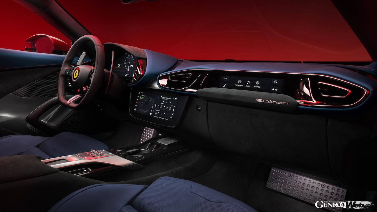 2シーターベルリネッタ「フェラーリ 12チリンドリ」のコクピット。