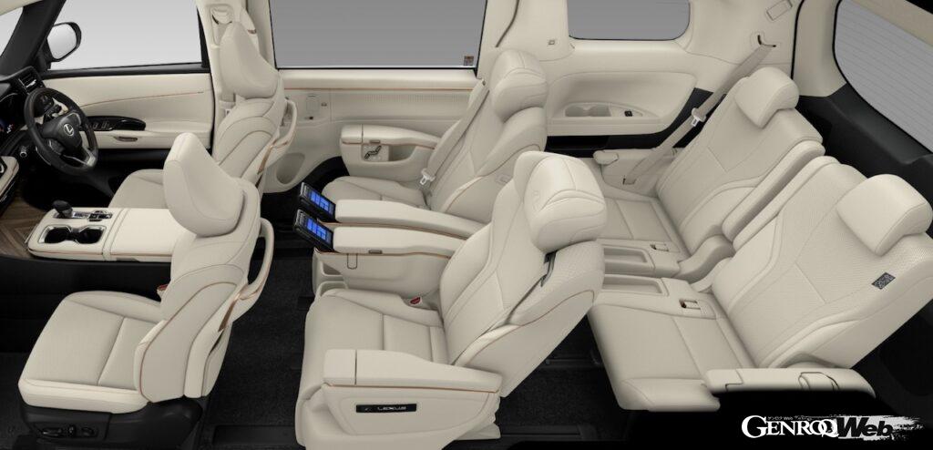 6人乗り仕様「レクサス LM500h ”version L”」のインテリリア。