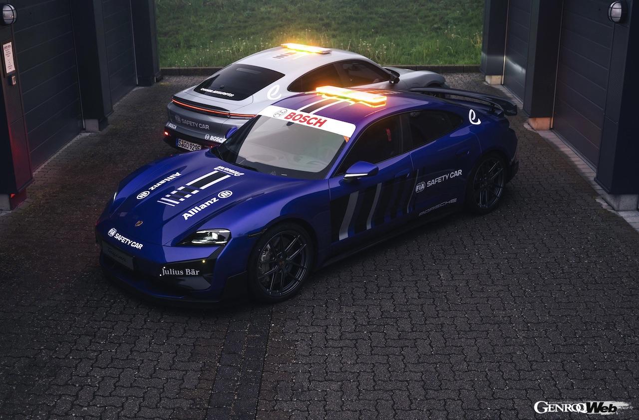 「ポルシェ タイカン ターボ GT セーフティカー」のエクステリア。