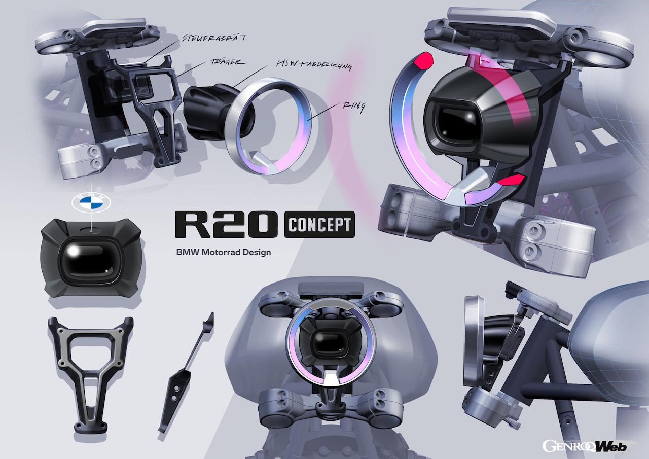 クラシカルなフォルムを持つ「BMW R20 コンセプト」のデザインスケッチ。