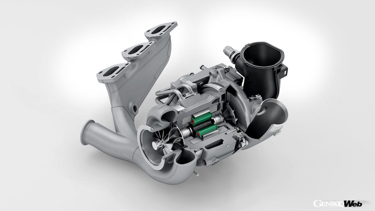 ハイブリッドパワートレインを搭載する、新型「ポルシェ 911 GTS」のハイブリッドパワートレイン。