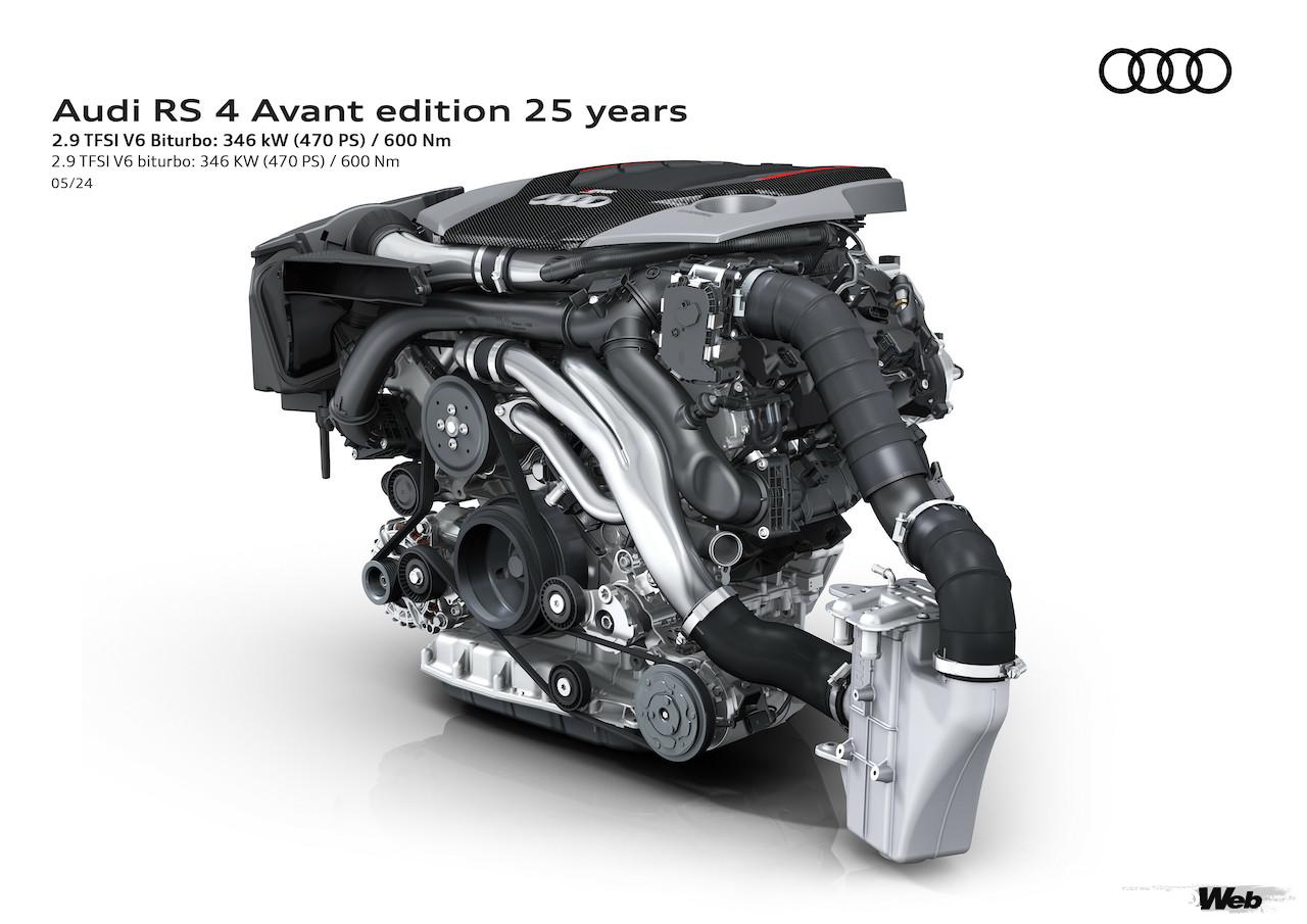「アウディ RS 4 アバント エディション 25 イヤーズ」のパワートレイン。