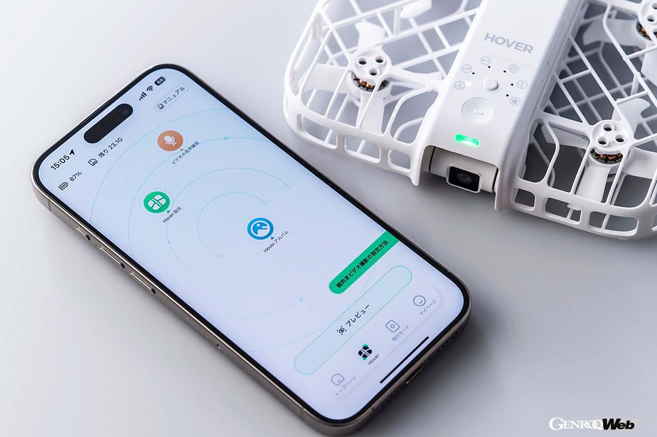 HOVERのアプリを使えば多彩な編集機能やリアルタイムプレビュー、AIノイズキャンセリング、縦横画面の切り替えなど豊富な機能を利用できる。