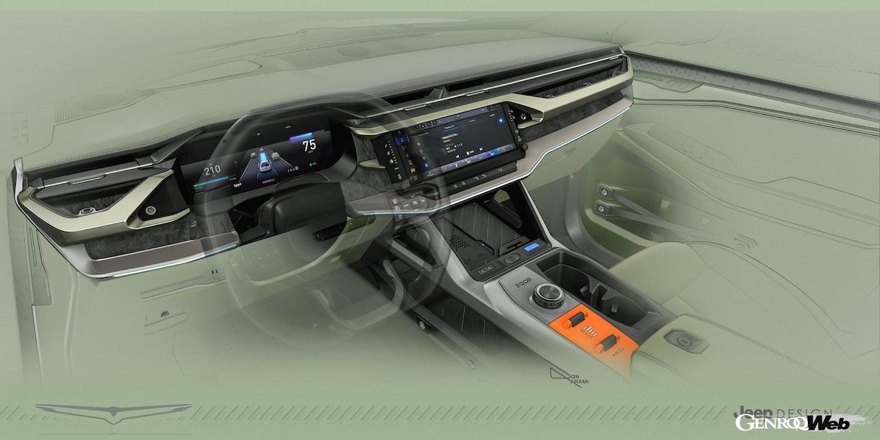 オフロード走破性を強化した「ワゴニア S トレイルホーク コンセプト」のデザインスケッチ。