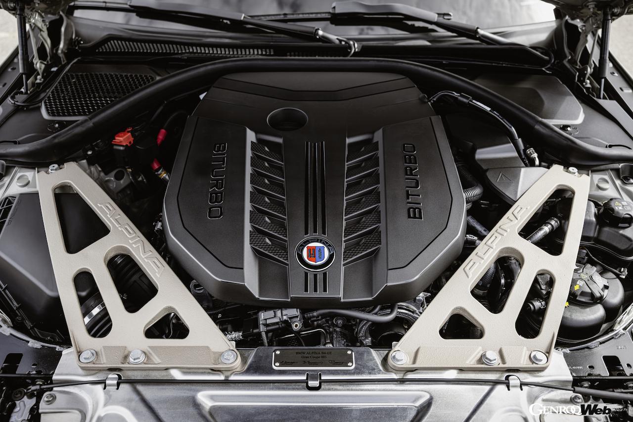 「BMW アルピナ B4 GT グランクーペ」の3.0リッター直列6気筒ビターボ・エンジン。