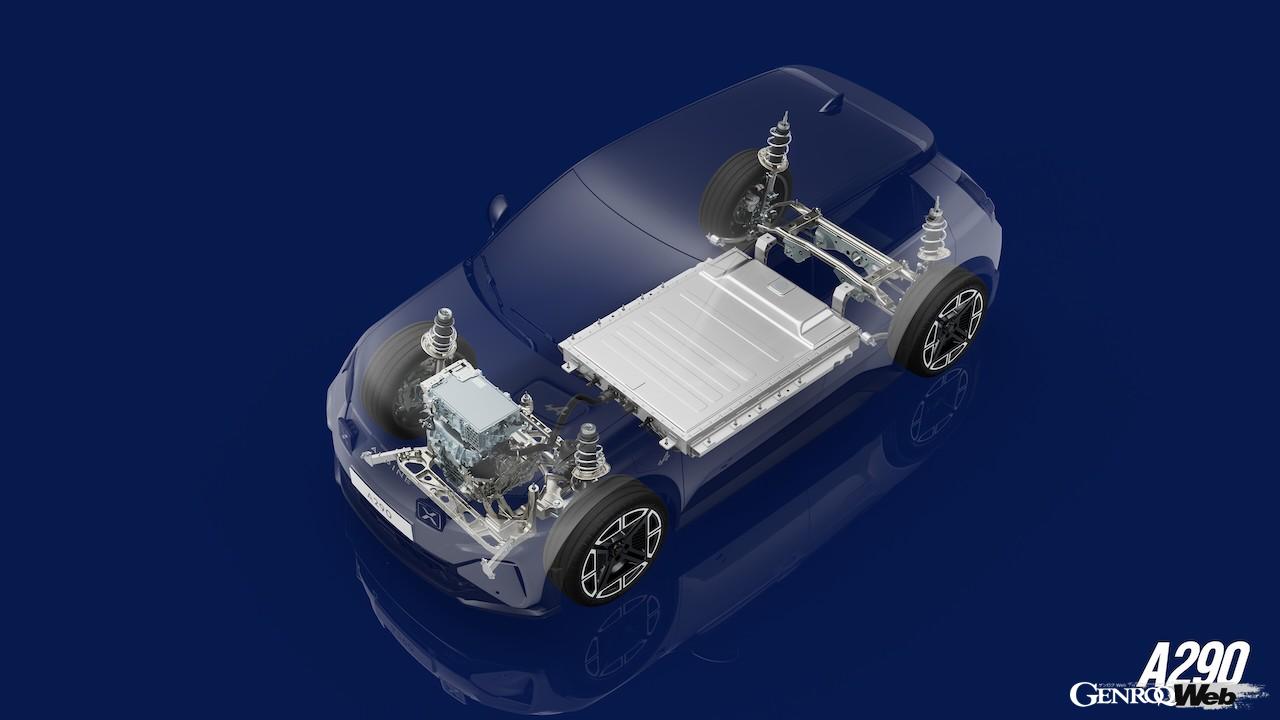 アルピーヌ初のフル電動コンパクト「A290」の電動パワートレイン。