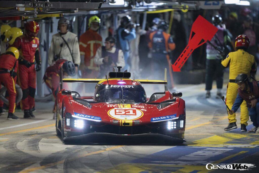 終盤まで首位争いに加わり、3位でフィニッシュしたフェラーリ 499P 51号車。