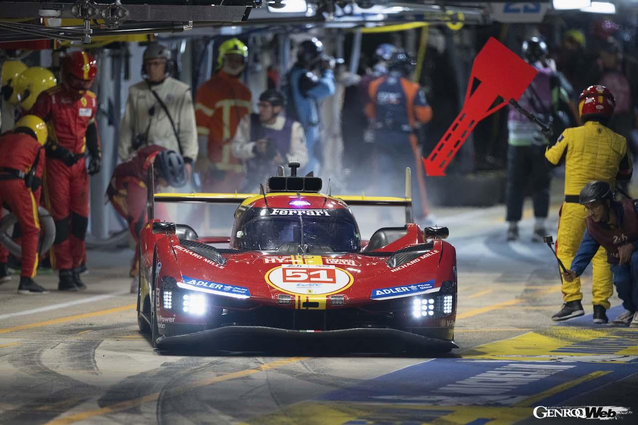 終盤まで首位争いに加わり、3位でフィニッシュしたフェラーリ 499P 51号車。