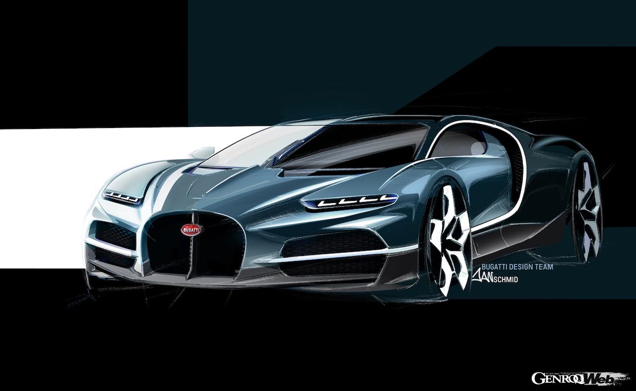 最新ハイパースポーツ「ブガッティ トゥールビヨン」のデザインスケッチ。