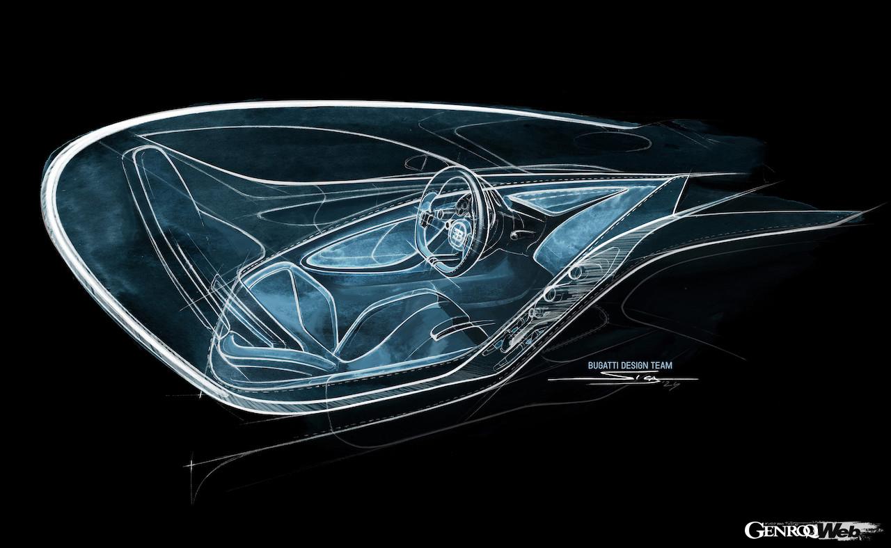 タイムピースからインスピレーションを得た、「ブガッティ トゥールビヨン」のインテリア。