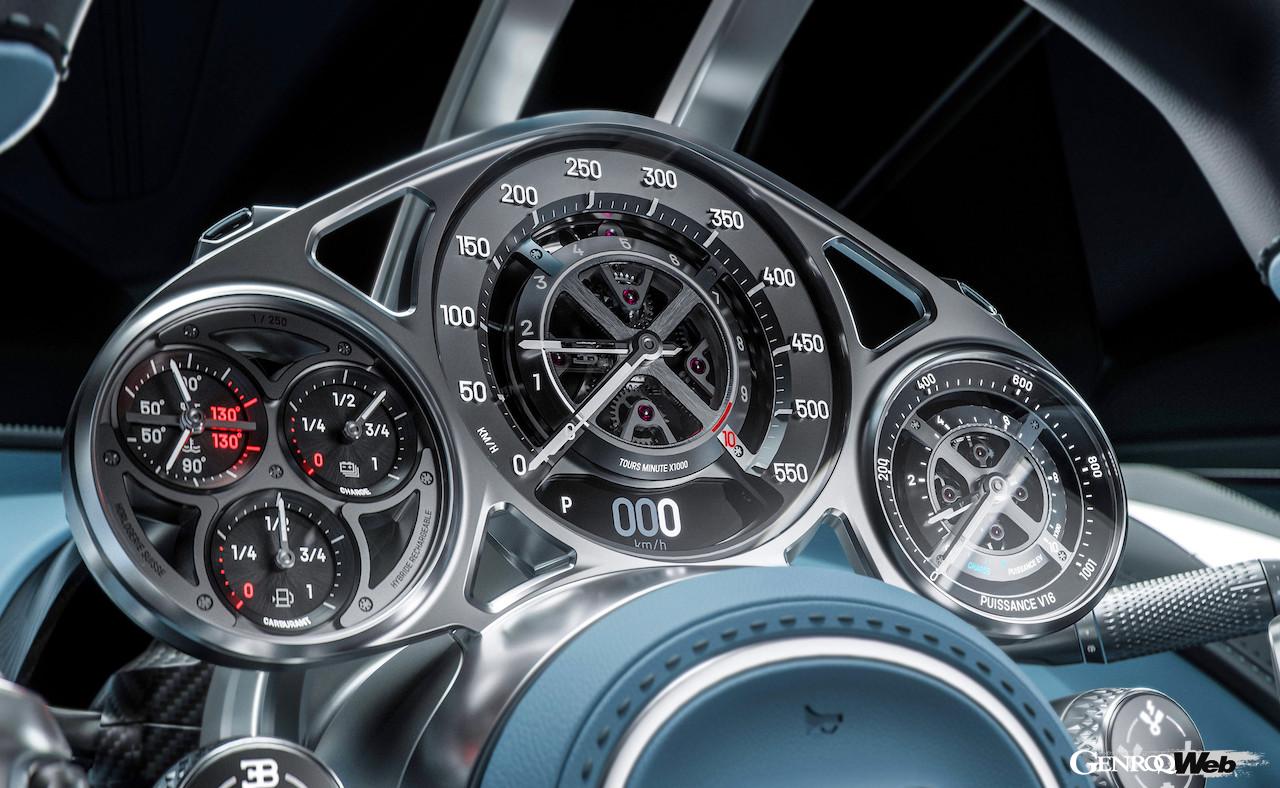 タイムピースからインスピレーションを得た、「ブガッティ トゥールビヨン」のインテリア。