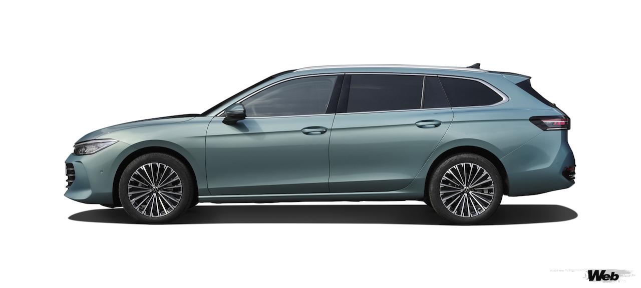 新型「フォルクスワーゲン パサート」のボディカラー「マリポサイトグリーンメタリック」。