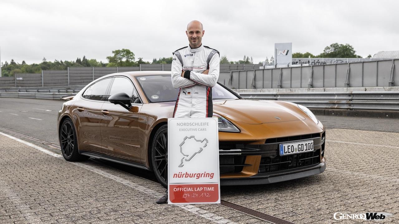新記録となる7分24秒172ををマークした、ポルシェのテストドライバー、ラース・カーン。