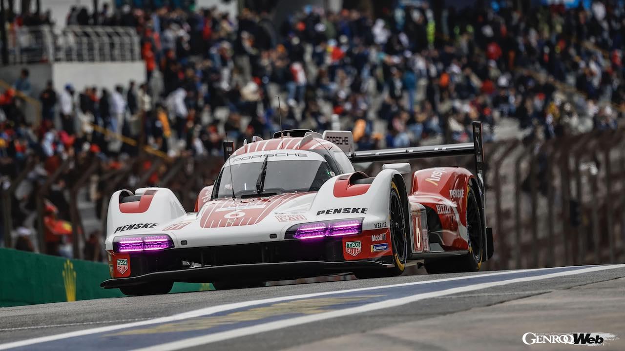 第5戦サンパウロ6時間レースにおいて、2位表彰台を獲得した、ポルシェ・ペンスキー・モータースポーツのポルシェ 963 6号車。