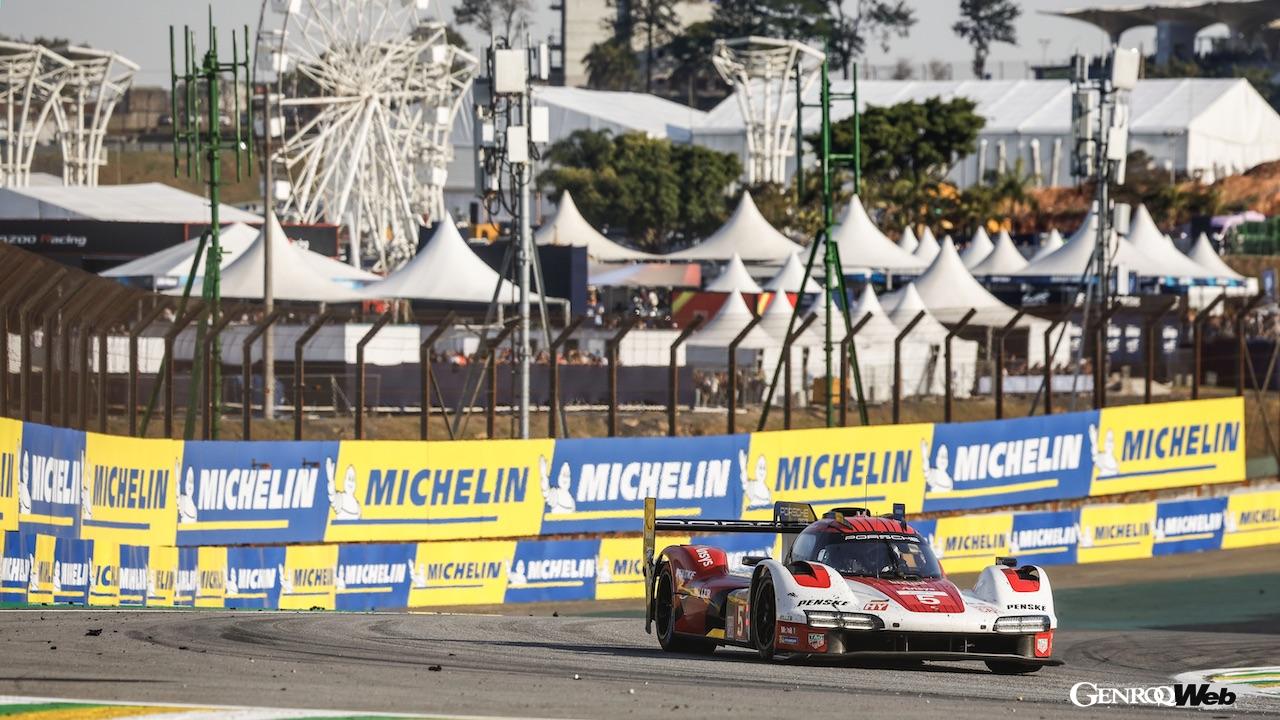 第5戦サンパウロ6時間レースにおいて、3位表彰台を獲得した、ポルシェ・ペンスキー・モータースポーツのポルシェ 963 5号車。