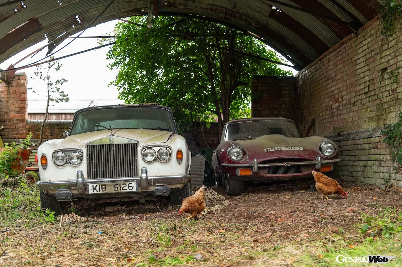 ハンプソン・オークションズは、7月28日に開催される「オウルトン・パーク・ゴールド・カップ・セール」に納屋で発見されたロールス・ロイス シルバーシャドーとジャガー Eタイプを出品する。