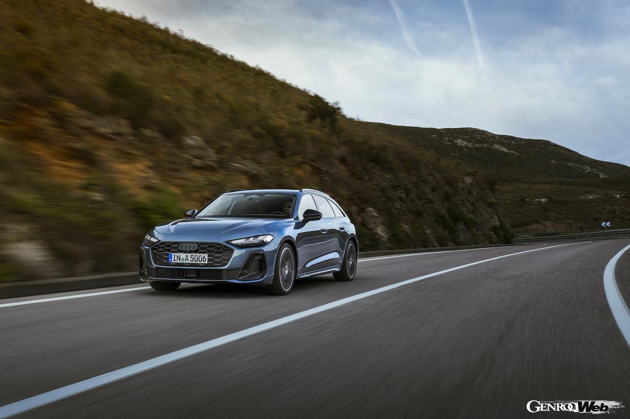 新型「アウディ A5 アバント」の走行シーン。